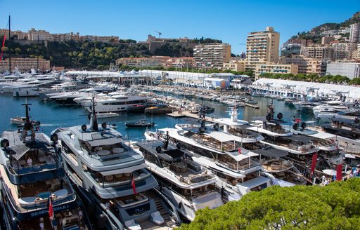 Overview of motor yacht charters berthed in Port Hercule