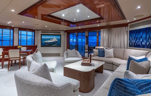 Super yacht charter PISCES interior lounge