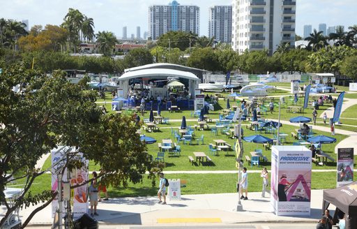 Miami International Boat Show exhibit with exhibitor displays