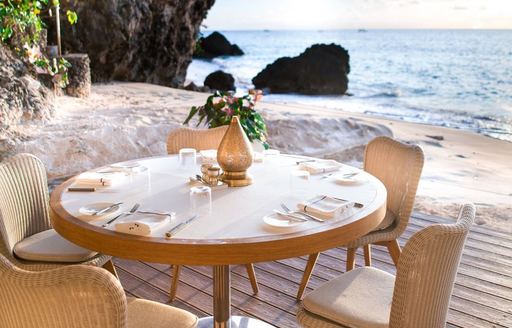 The Cliff Barbados beach dining area