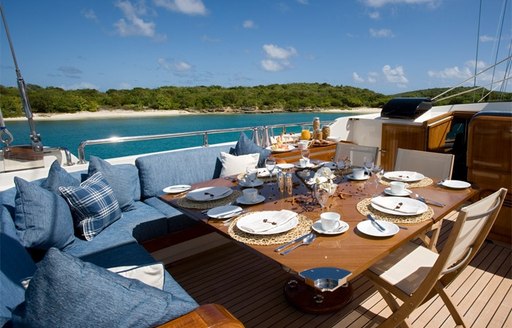 Alfresco dining on the deck of ANTARA