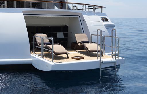 Superyacht 'QM of London''s extendable swimming platform