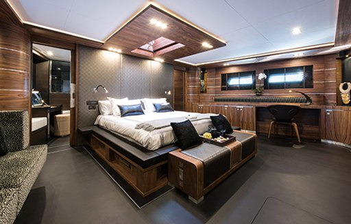 Master suite on board superyacht Rox Star