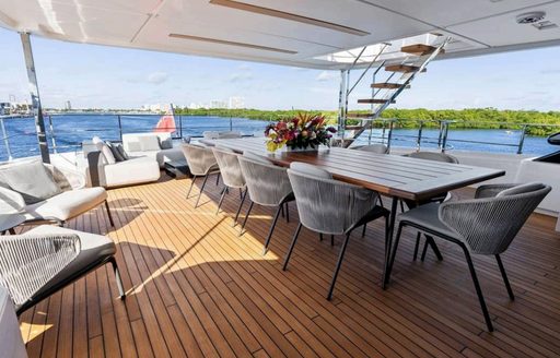 Charter yacht NO SURRENDER exteriors with dining area
