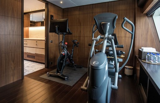 Gym on board charter yacht SKYLER