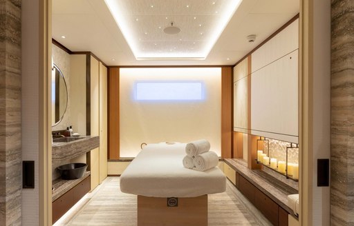 massage table on superyacht lunasea, great feadship wellness yacht