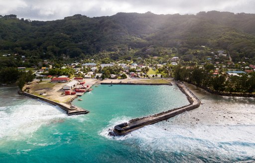 clouds looming over port in French Polynesia