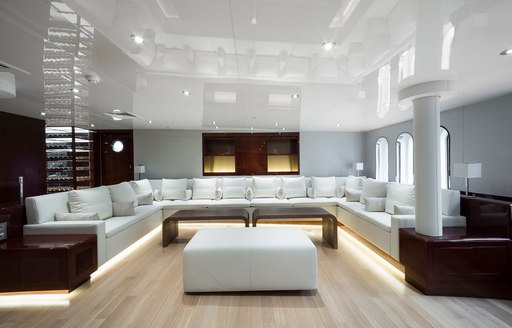 Main salon on board superyacht 'Enigma XK'