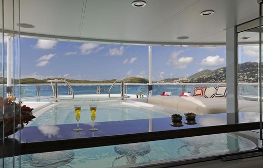 Swim up bar on a luxury yacht