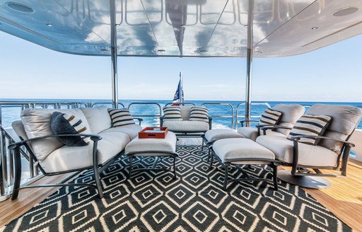 Comfortable seating on deck of superyacht ZEAL