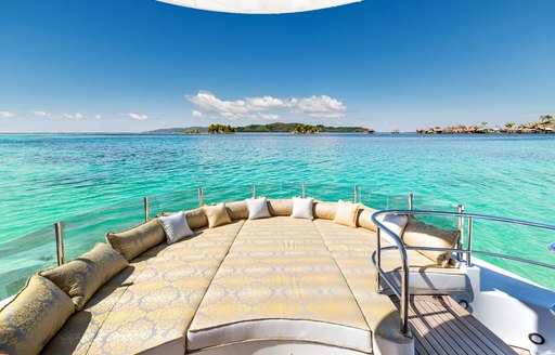 View over sunpads on crows nest of superyacht