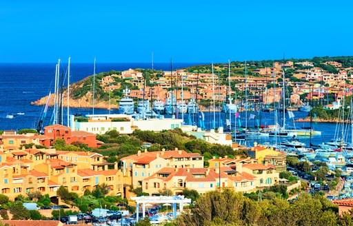 Overhead view looking down on the coastline of Sardinia