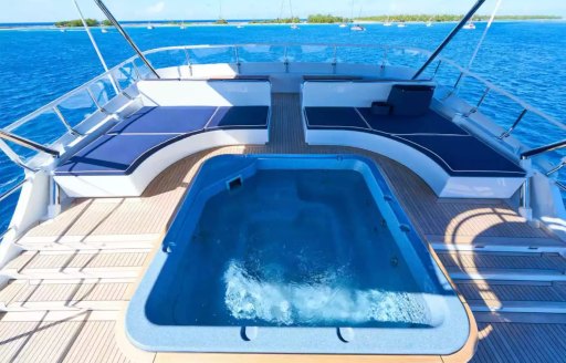 Overview of the deck Jacuzzi onboard charter yacht ASTERIA