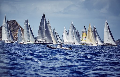 yachts vie it out for first place at the Les Voiles de St. Barth 2015