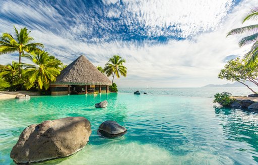 a beach hut in a quite coast in the maldives