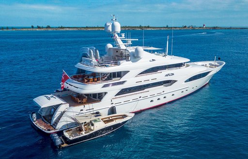 Charter yacht AVALON at anchor with tender