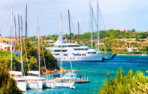 Superyacht charters at anchor in the Mediterranean