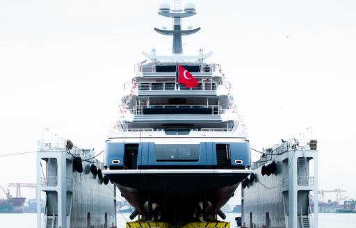 Charter yacht ANGELIQUE aft view on dock