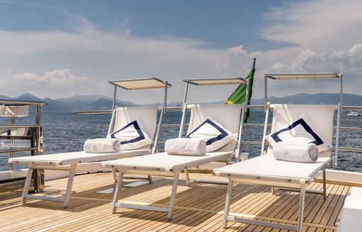 Sun loungers on superyacht ANTISAN