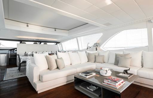 Charter yacht BEACHOUSE main salon lounge area