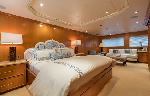 Motor yacht FOUR WISHES's master suite after refit