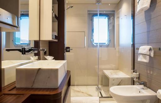 En suite facility with shower cubicle onboard charter yacht MOKA
