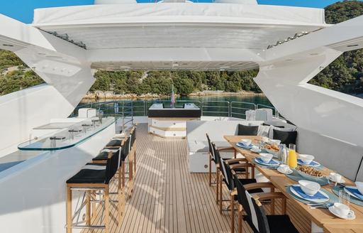 Charter yacht WICKED PLAY flybridge over view