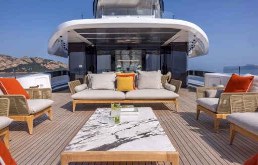Sun deck onboard charter yacht ACQUA CHIARA