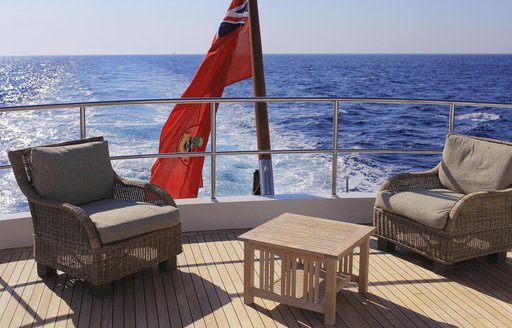 aft deck loungers on board cruising luxury yacht BELUGA 