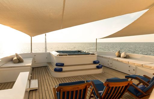 Deck Jacuzzi and exterior decks onboard charter yacht NORTHERN SUN