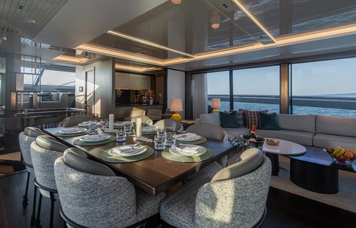 Charter yacht WYLDECREST interior dining area