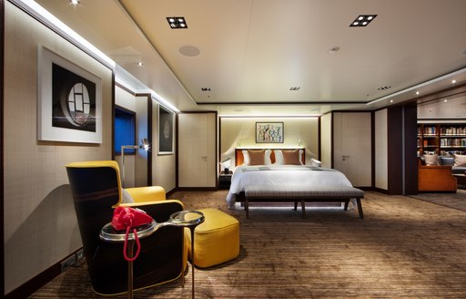 A stateroom on board superyacht 'Cloud Nine'