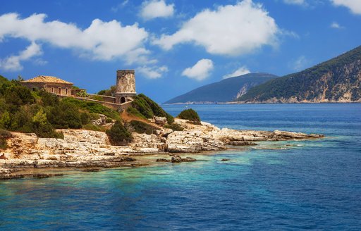 Sea-level view of the coastline of Kefalonia