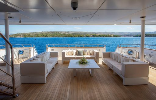 Exterior deck space and seating onboard charter yacht KATINA