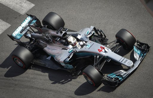 Lewis Hamilton takes to the Monaco Grand Prix track in his Mercedes 