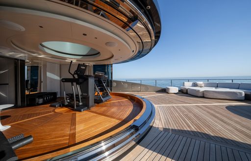 Charter yacht SALT exteriors and gym entrance