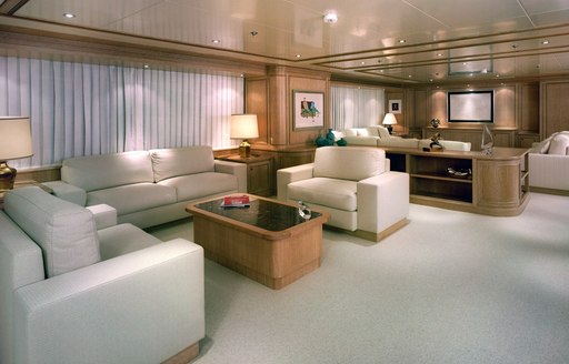 luxe main salon on board luxury yacht FERDY