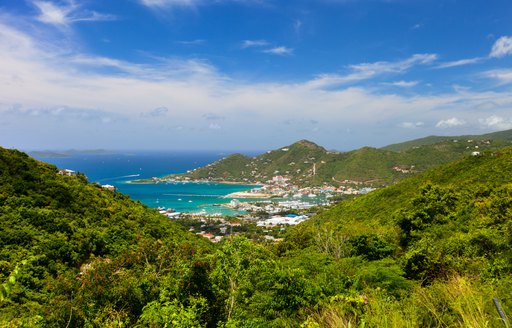 Eleavted view looking down over Tortola