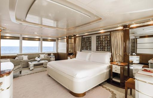 Spacious guest cabin onboard charter yacht OLYMPUS