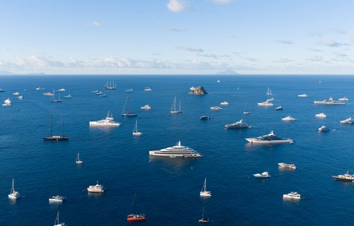 Motor yacht charters at anchor in St Barts