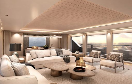 Charter yacht MEMORIES interior lounge area and large windows