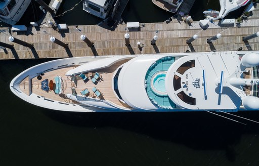 Superyacht Endeavour aerial view while in port