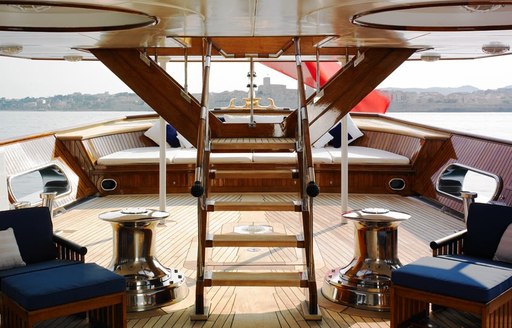 stairs lead up to sundeck on board luxury yacht TALITHA 