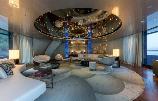 Large living area on superyacht SAVANNAH