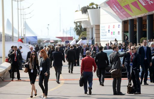 attendees outside the Palais des Festivals for MIPIM