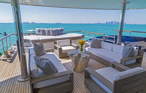 Al fresco dining and sun pads on superyacht ICE 5