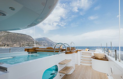 Swimming pool on board charter yacht VENTUM MARIS