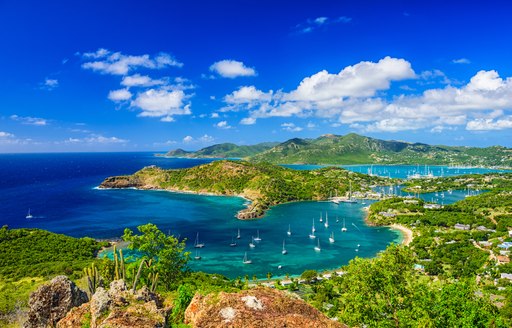 Aerial shot of the bay in the the Virgin Islands