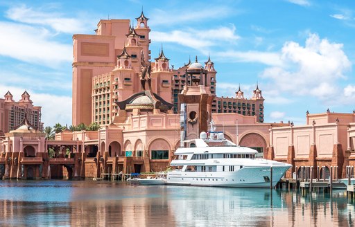 Atlantis, Nassau in the Bahamas with a yacht