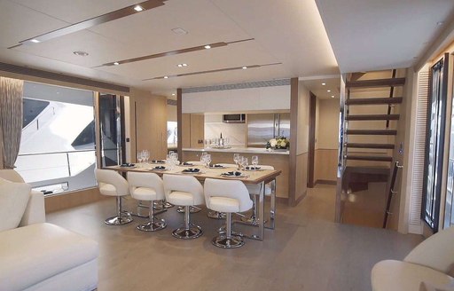 Formal dining table on motor yacht Aqua Life